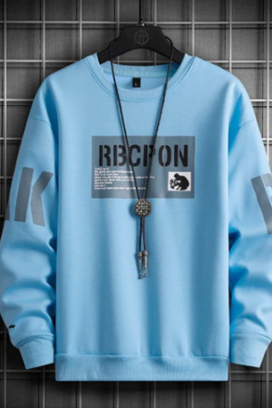 Men's Printed Sweatshirt in light blue color ,sky color