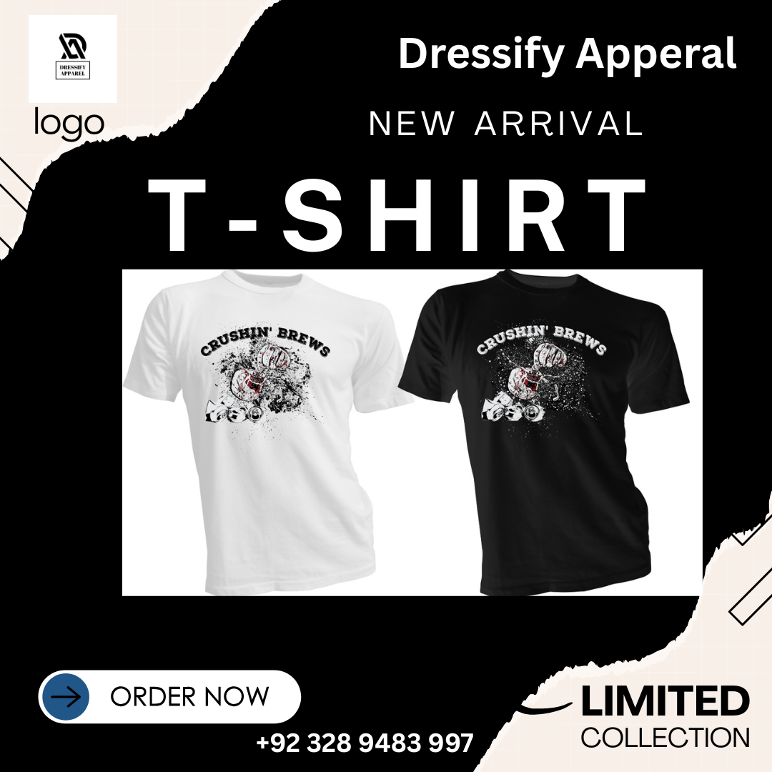 Blue round-neck t-shirt with brand logo on chest